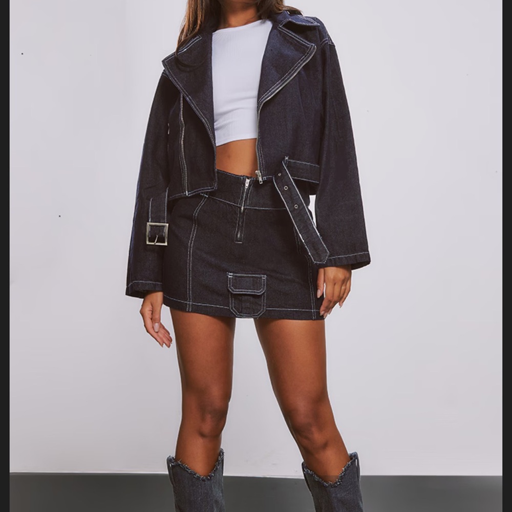 NWT Dark Denim Jacket and Skirt Set